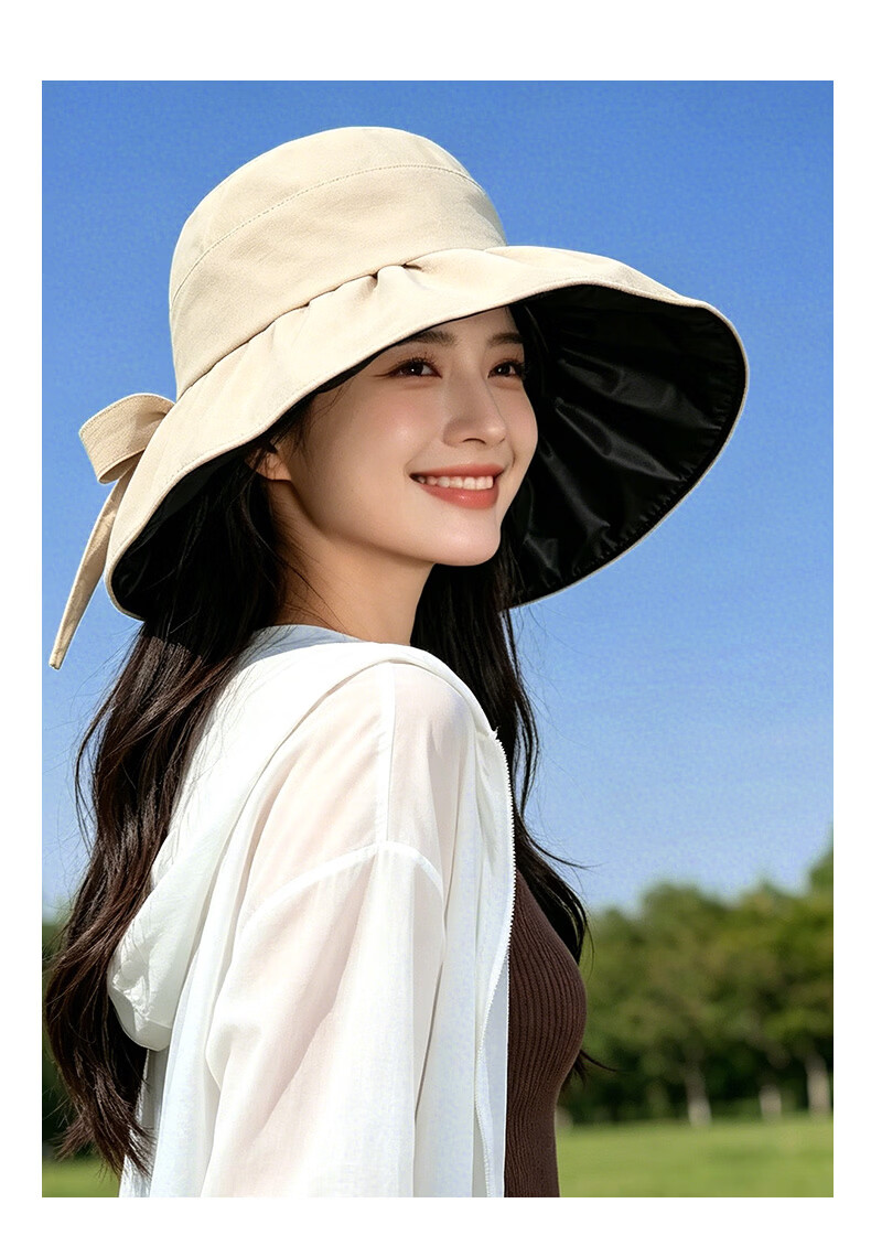 FitonTon Sun Protection Hat for Women, Summer Black Gel Beach Sun Hat, UV Protection Wide Brim Outdoor Versatile Cool Hat 19