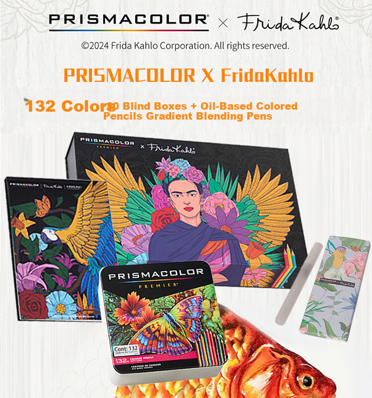 Thunder Horse Oil-Based Colored Pencils Frida Limited Edition Collaboration Set Gift Box (132 Colors + 20 Blind Box Pencils) Drawing Pencils Mother's Day Children's Day Gift 1