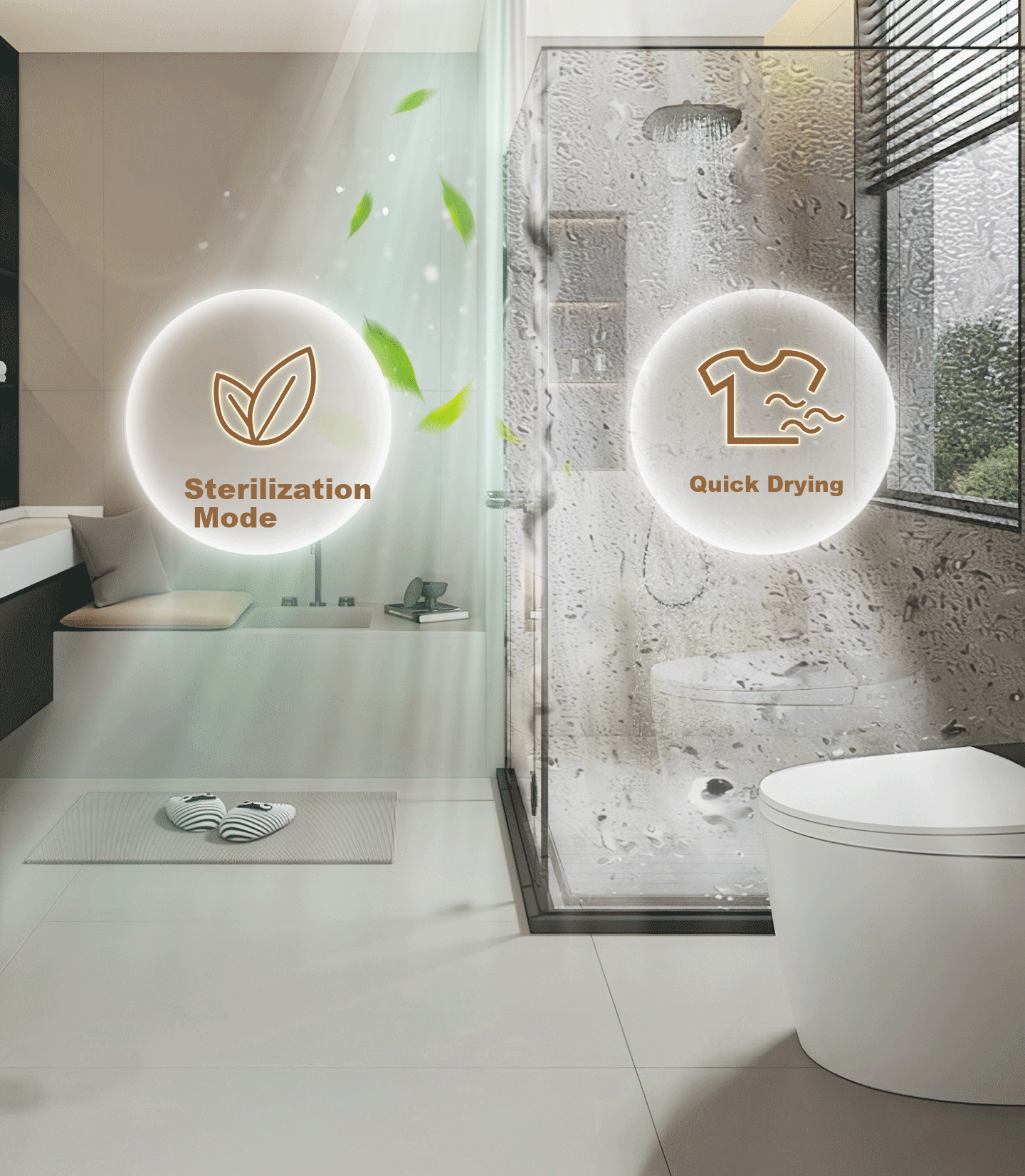 Foshan Lighting Smart Thermostatic Warm Air Bathroom Heater with Lighting and Exhaust, Ring-shaped OH Ion Sterilization, AI Voice Control X1 11