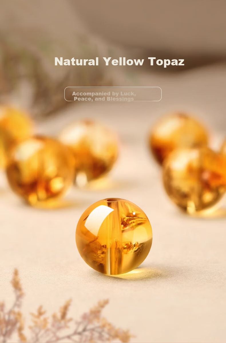 Jinliufu Auspicious Natural Grade Yellow Tower Crystal Loose Beads Wealth Yellow Crystal Handmade Beads for Women Birthday Gift for Girlfriend Mom Wife 1