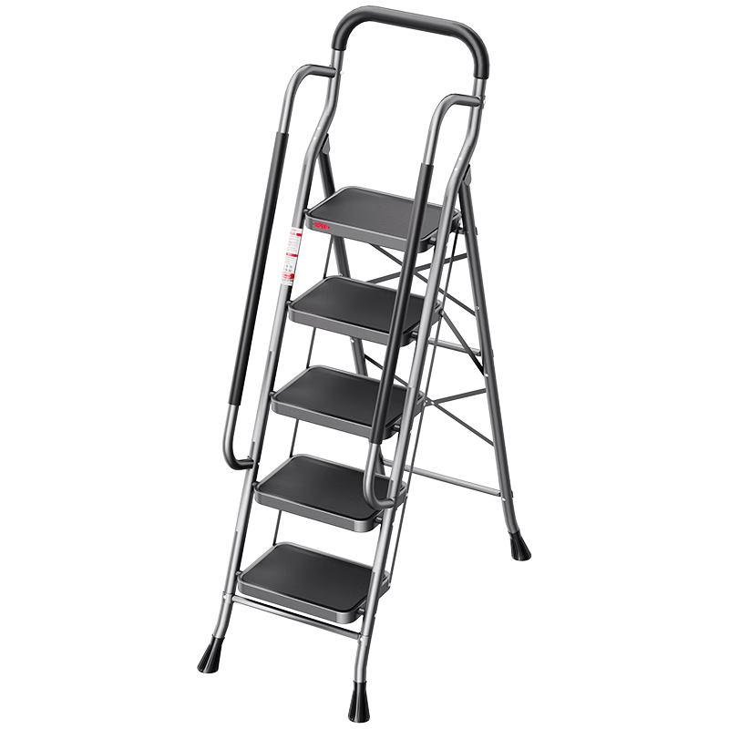 DU PONT Household Folding Step Ladder, 5-Step Thickened Carbon Steel Safety Ladder with Handrails