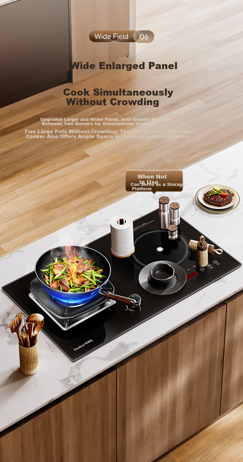 Royalstar Extraordinary Series Dual Fuel Gas and Electric Stove Built-in Household Liquefied Gas Double Burner One Gas One Electric Two-in-One Stove JZDY-30B1 Right 8