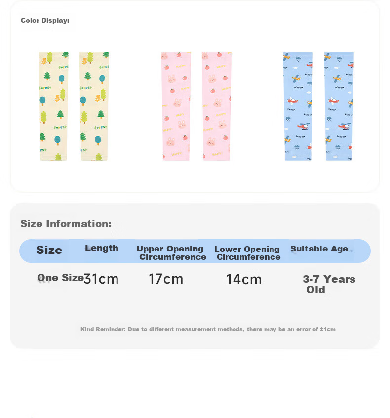 Niduoxiong Kids Ice Silk Sleeves UPF50+ Sun Protection Baby Arm Sleeves Boys Girls UV Protection Breathable Cooling Sleeves 20