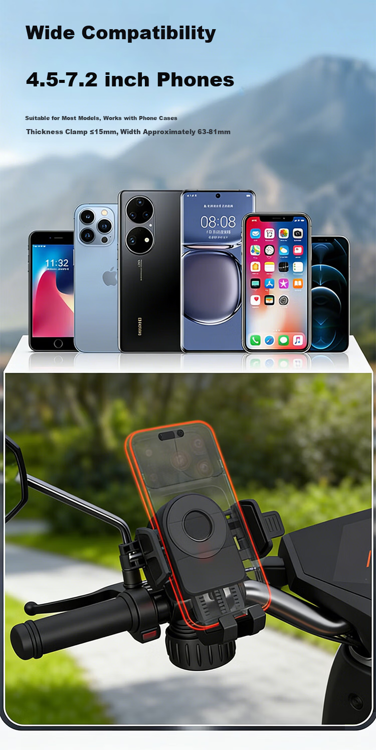BZBC Electric Bike Phone Holder Motorcycle Battery Vehicle Mount Mountain Bike Phone Holder Shockproof for Delivery Riding Xiao Niu Ninebot Aima Yadea 8