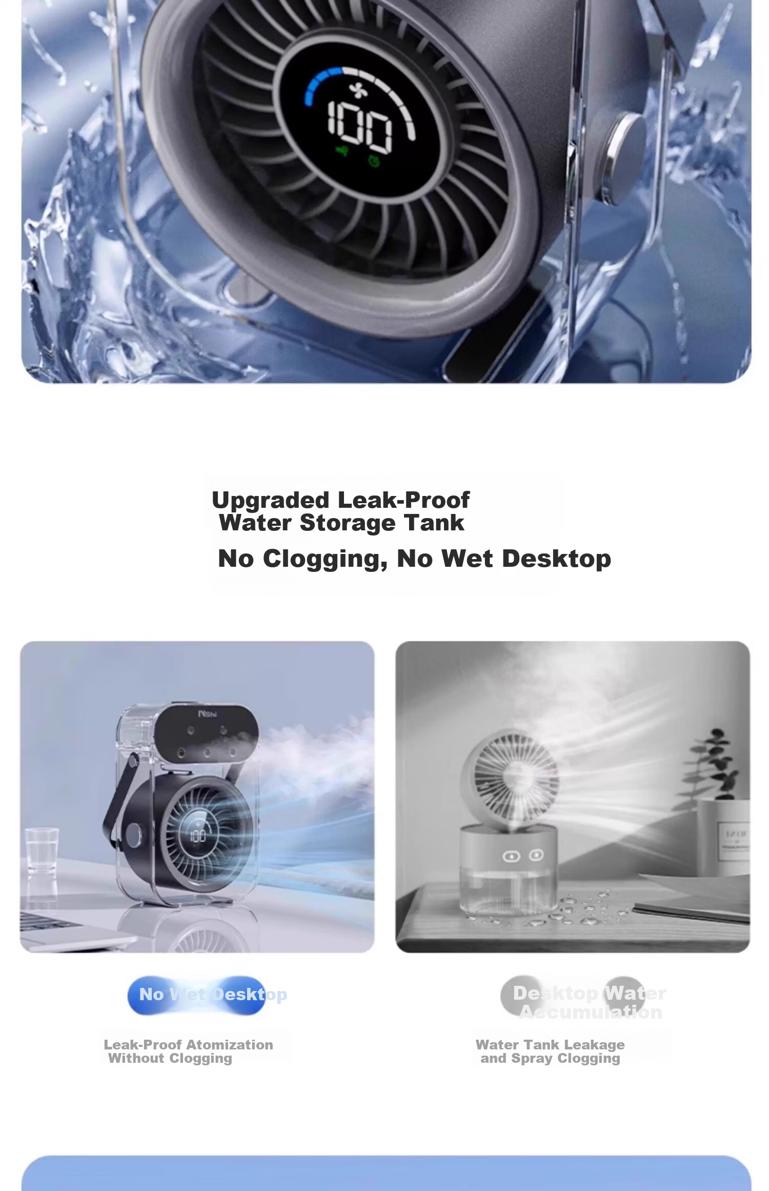 Upgraded Desktop USB Mini Mist Fan Portable Air Conditioner Small Home Office Dorm Silent Long Battery Life Electric Version Black 15