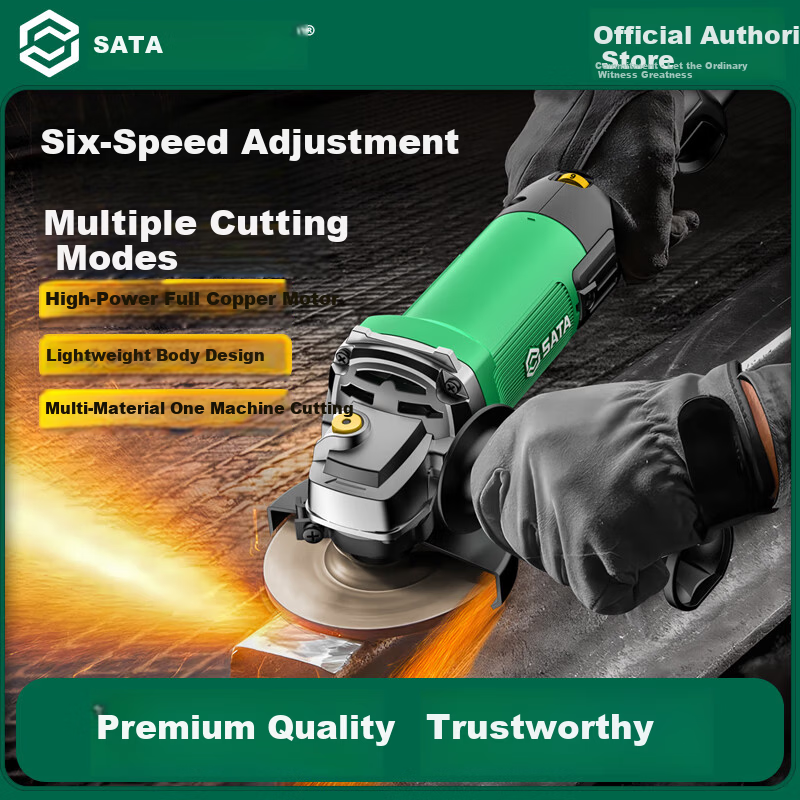 SATA Adjustable Speed Angle Grinder Cutting Machine Household Handheld Grinding Wheel High Power Polisher D05725 Basic
