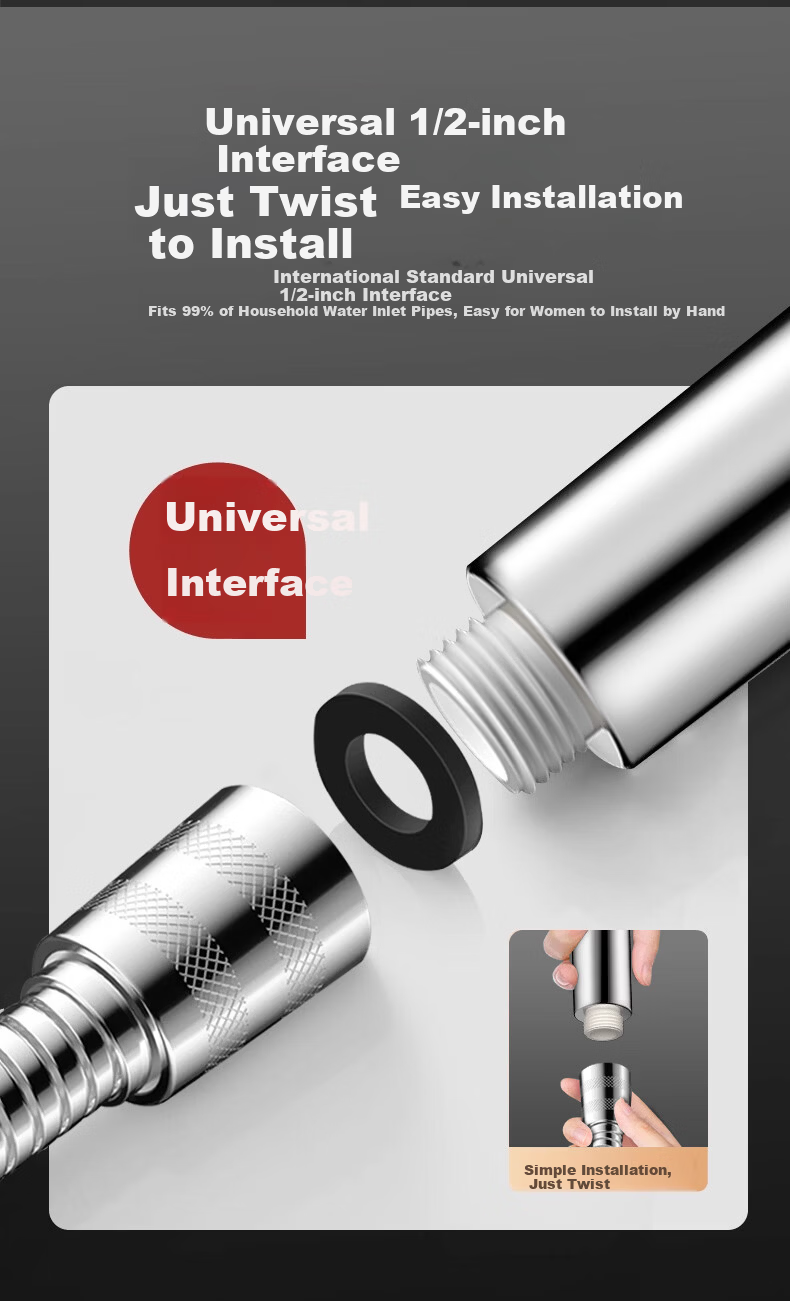 MUGE High Pressure Shower Head Powerful Water Flow Universal Single Head Handheld Bathroom Shower Sprayer 11