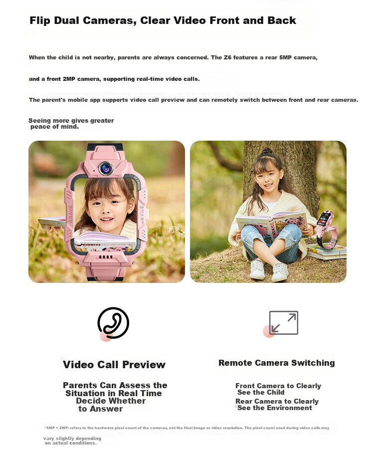 HUWXMAXI 5G Kids Smartwatch Waterproof Full Network Support SIM Card GPS Locator for Elementary and Middle School Boys and Girls 14