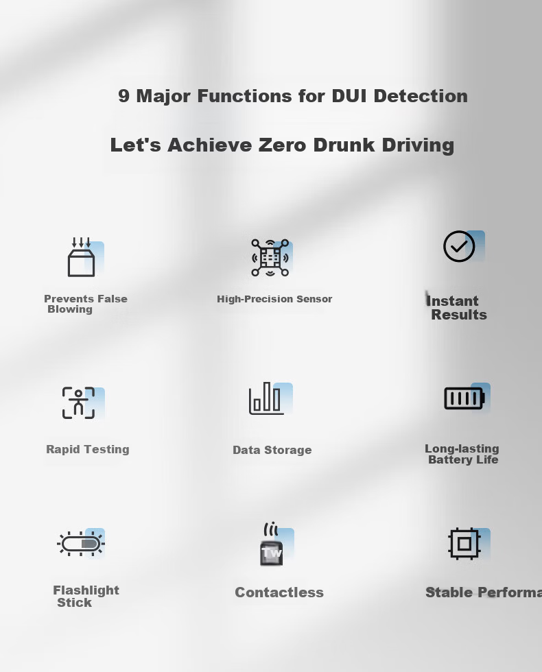 MaiDun MD-009 Alcohol Tester Breathalyzer Alcohol Detection Device Rapid Drunk Driving Test 2