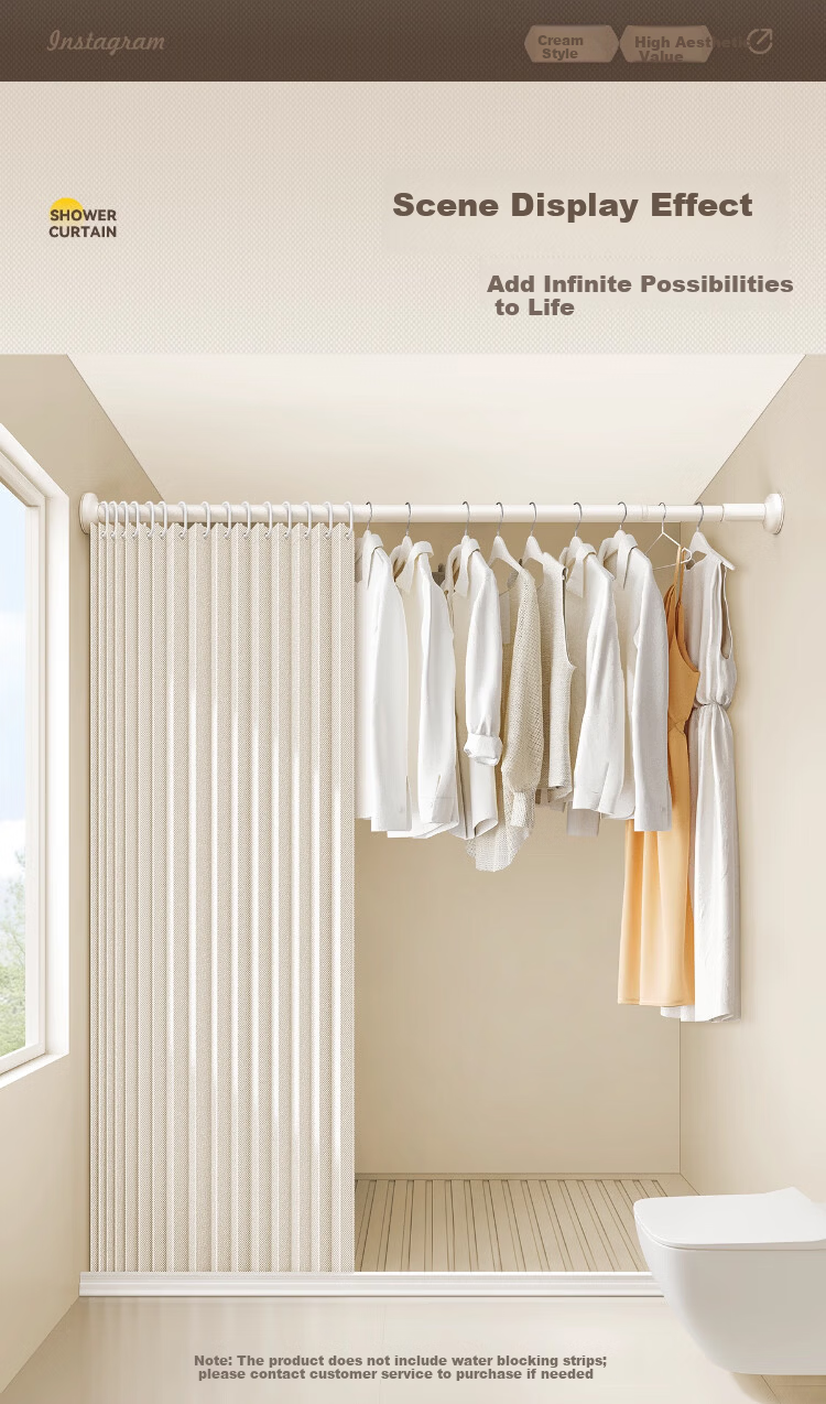 Cobbe Bathroom Folding Waterproof Shower Curtain Partition Wet and Dry Separation Invisible Water Barrier No Drilling 10