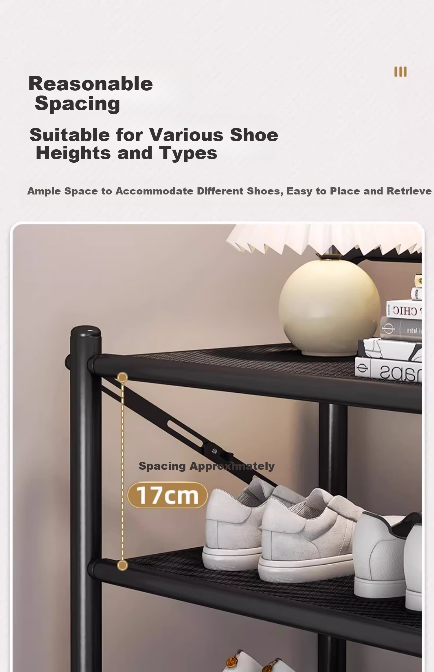 Antjia Foldable Shoe Rack Doorway Shoe Rack Multi-layer Iron Art No-Installation Storage Shelf Black 6-Tier 70cm 11