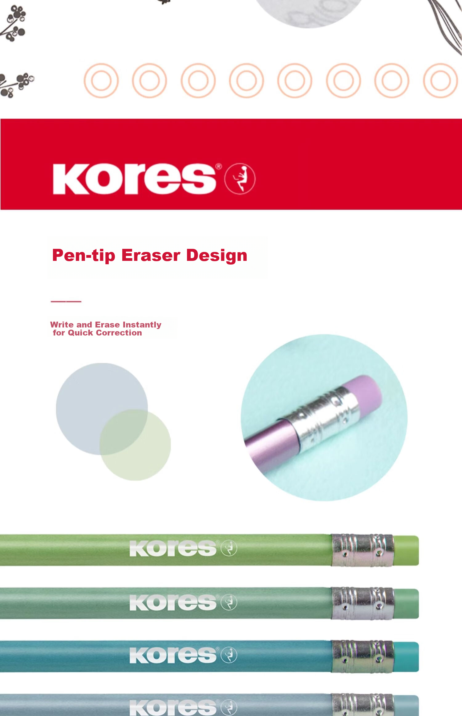KORES Europe Kores HB Non-Toxic Pencils for Primary School Grade 1 with Multiplication Table, Fashion Cartoon Writing Sketching Graphite Pencils, 12 Pack 7