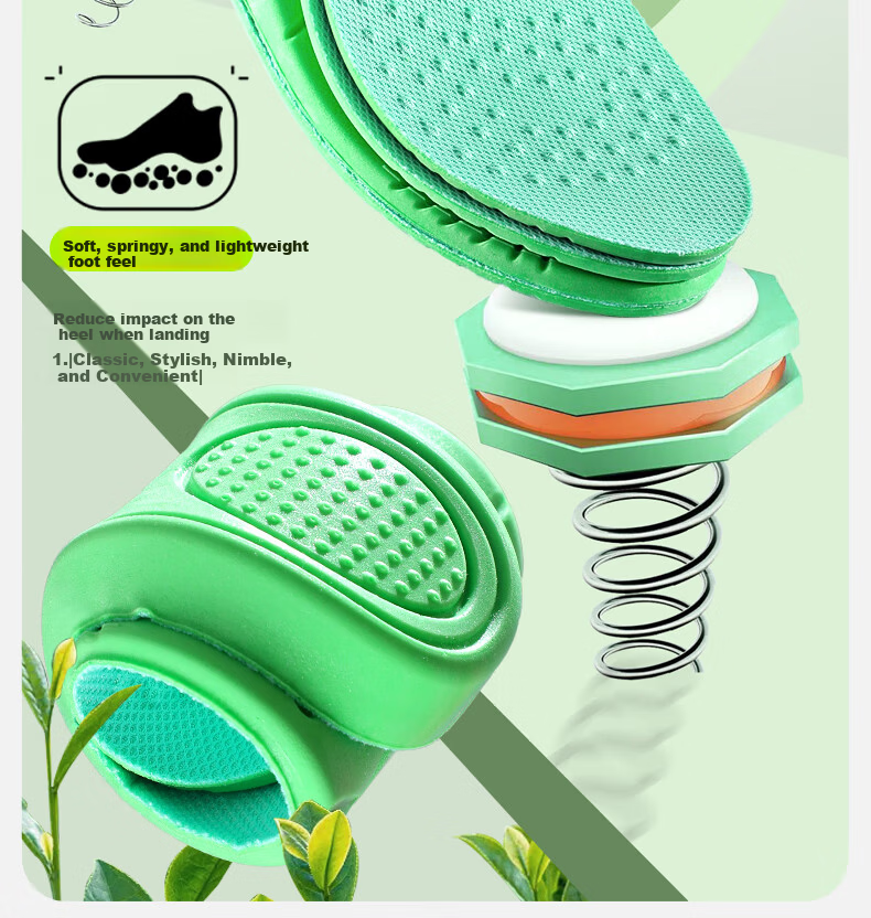 MINISO 2 Pairs Tea Scented Odor-Resistant Shock Absorbing Sports Insoles for Men, Soft and Breathable, Comfortable for Long Standing, Military Training, Size 39-40 Women 10