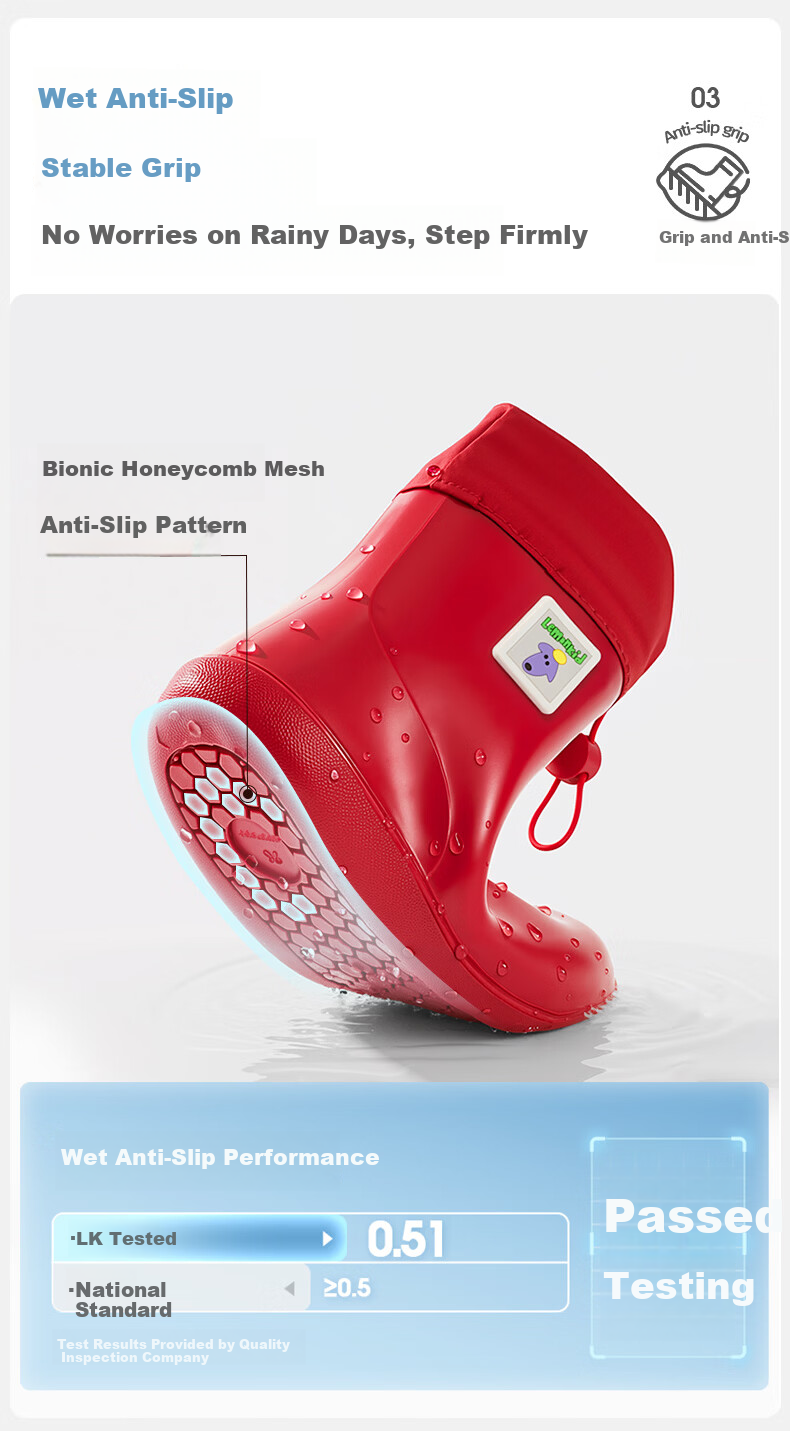 Lemon Baby Kids Waterproof Rain Boots Unisex Outdoor Non-Slip Water Shoes with Drawstring Closure, Blue, Size 18 4