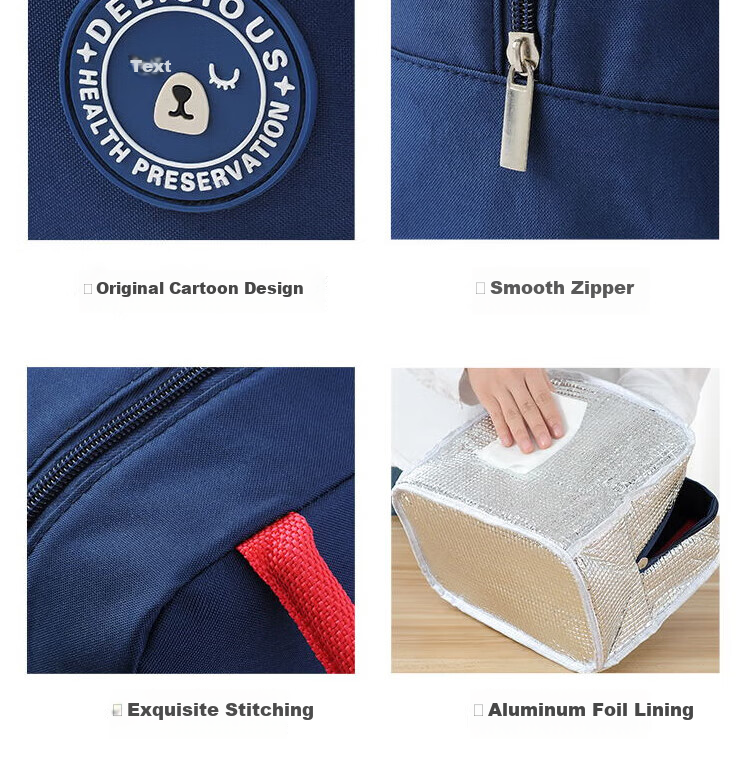BWNK Lunch Box Bag Insulated Handheld Lunch Bag Bento Bag Insulated Box Aluminum Foil Outdoor Insulation Bag Blue 14