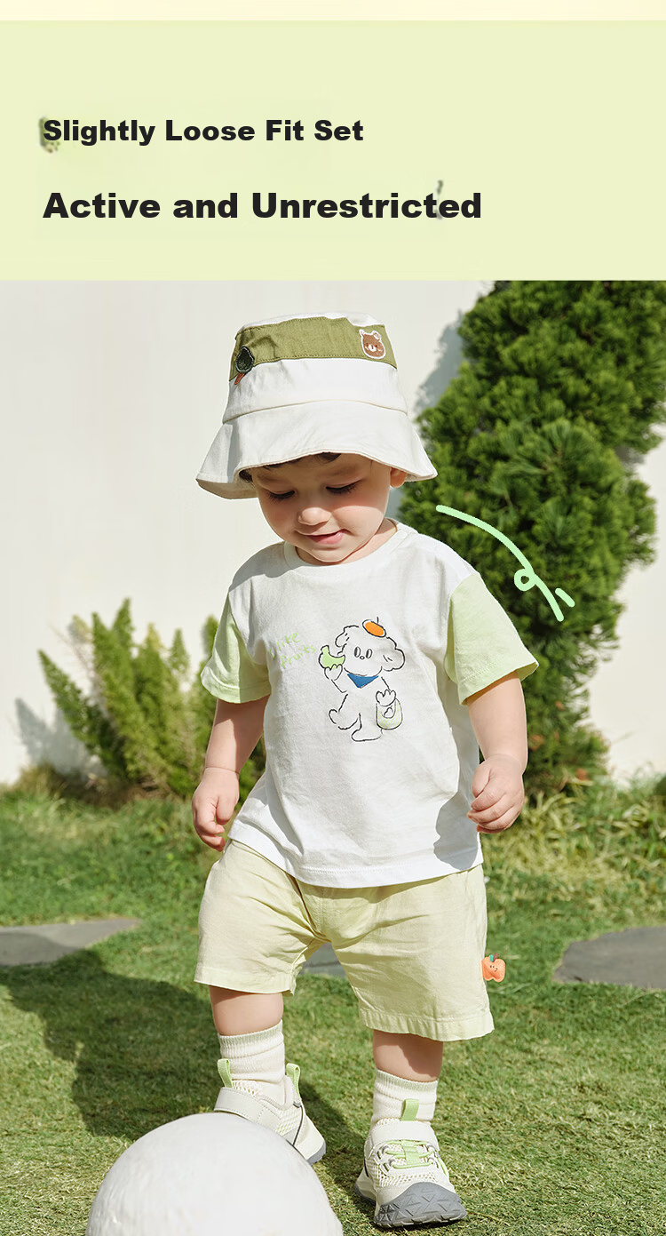 Balabala Baby Short Sleeve Set Infant Summer Outfit 2026 New Boys Girls T-Shirt Pants Cute Fashion 5