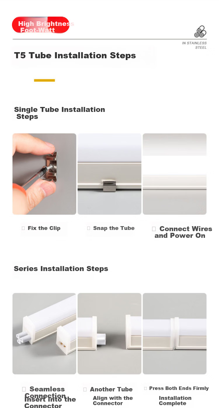 CARE T5 LED Integrated Bracket Lamp Tube 16W 1.2m 6000K Daylight Bright Light Tube 11