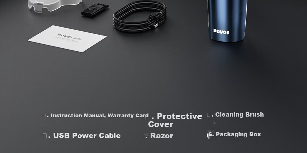 POVOS Electric Shaver Men's 1-Hour Fast Charging Portable Car Razor P200 Birthday Gift for Boyfriend Father Husband 29