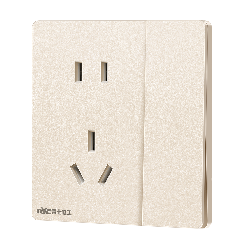 NVC Lighting Switch Socket Cream Style Ultra-thin Large Panel Five-hole Socket with One Switch Double Control Panel N29 Moonlight Yellow