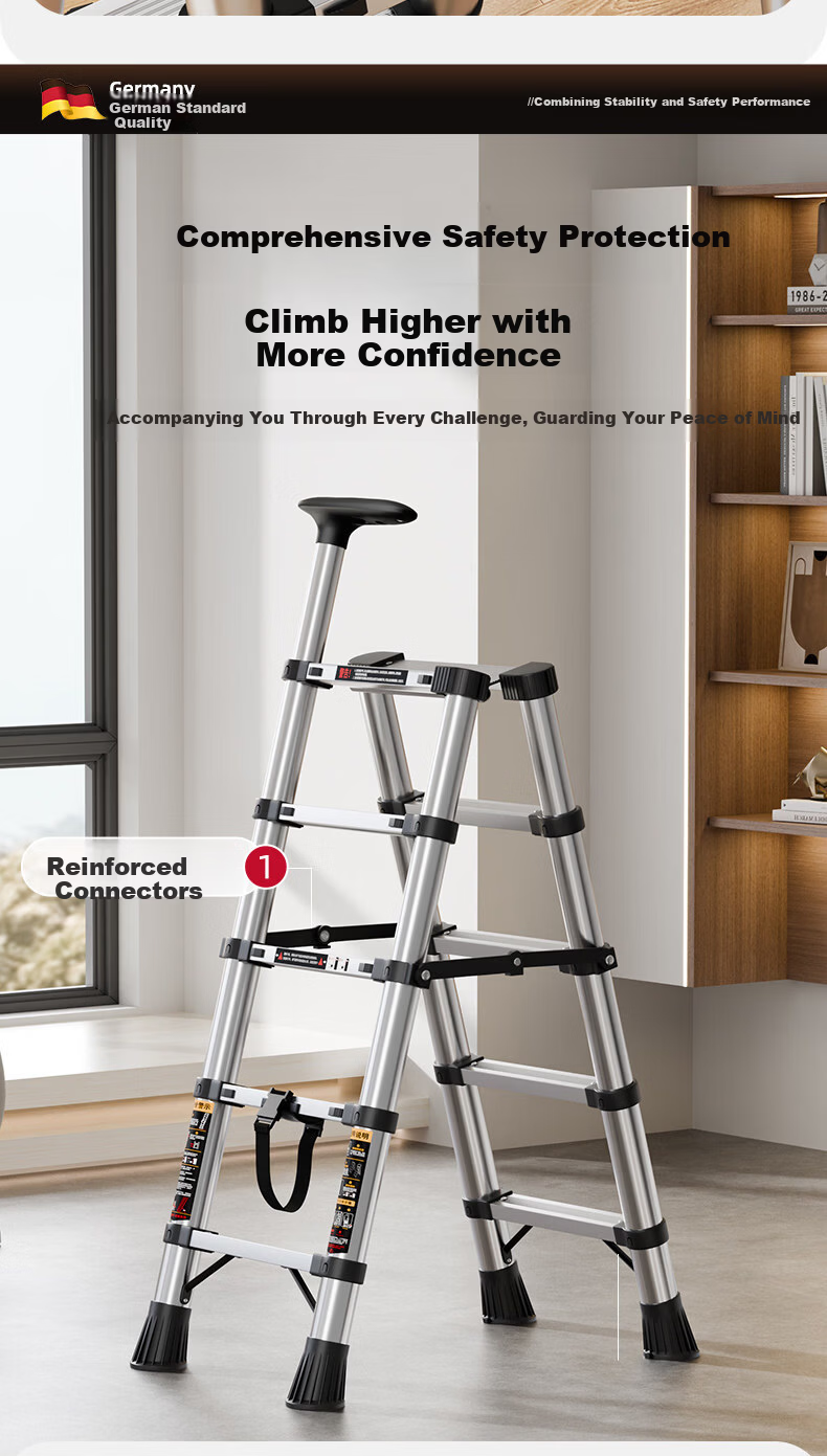 Yilin Home Folding Telescopic Indoor Multi-Functional Stainless Steel Portable Thickened Step Ladder - BS5 Steps 8