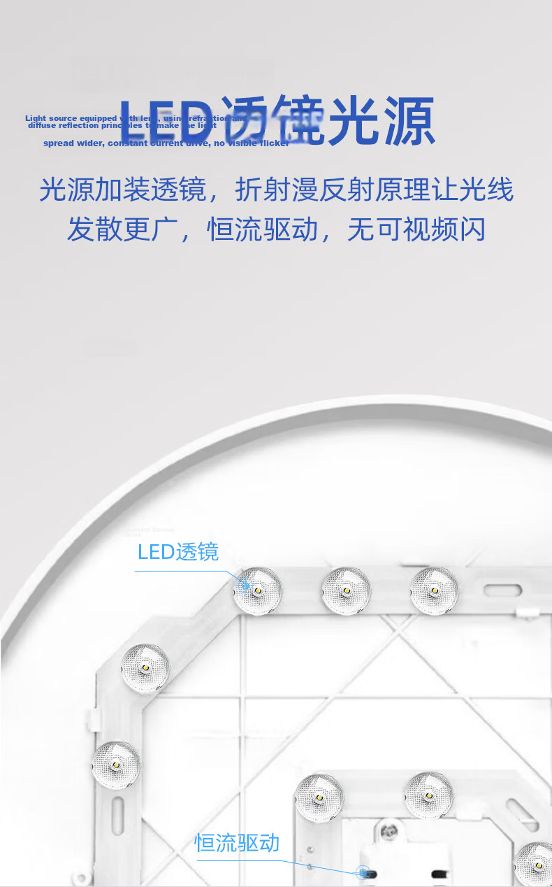 Jinggong LED Bedroom Eye-Care Ceiling Light, Three-Proof Ultra-Thin Modern Minimalist High-CRI Dining Room Study Lamp, 64W Cool White 5