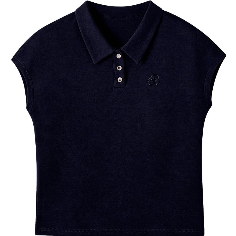 Demana Air Layer Selected Summer Smart Sensing Short Sleeve Polo Collar Floral Embroidered Women's T-Shirt
