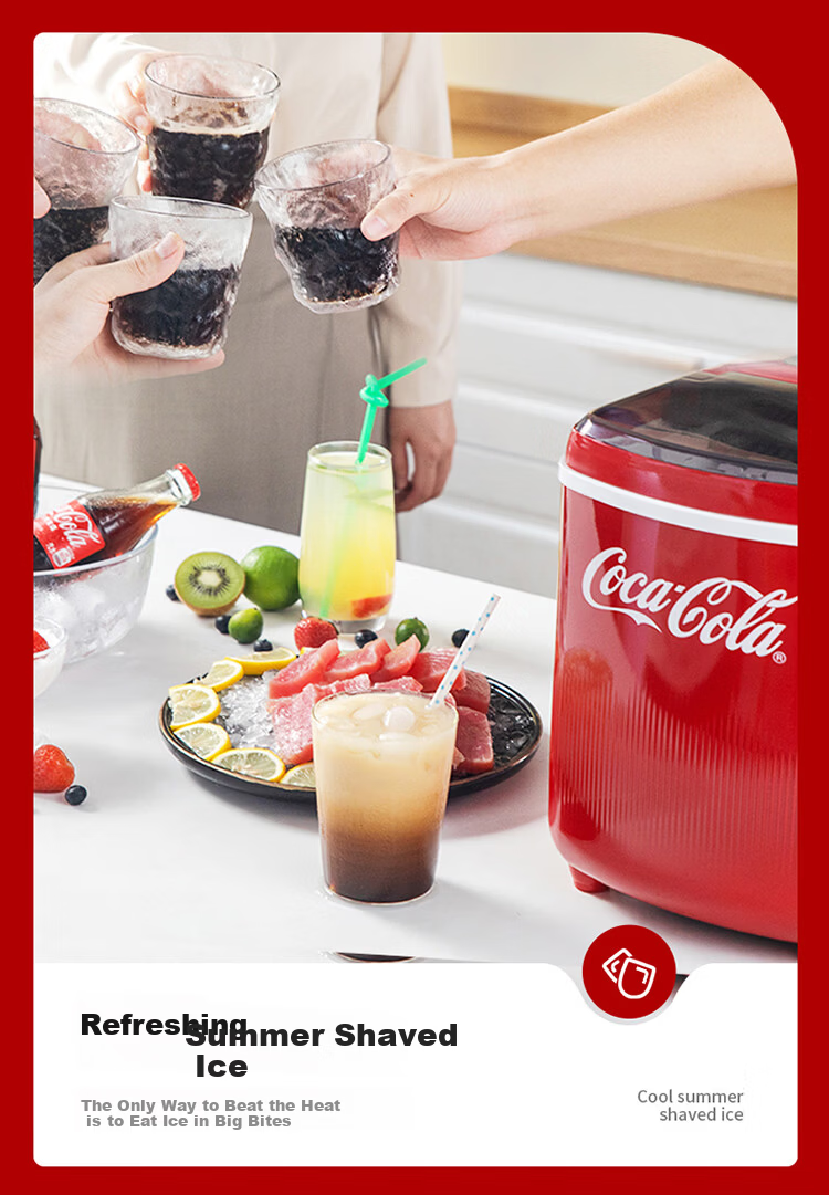 Coca-Cola Home Use Small Fully Automatic Ice Maker One-Key Cleaning Bullet Ice Mini Dormitory Ice Machine Adjustable Ice Size Portable 1.2L About 100 Ice Cubes AH-18ZB05J 14
