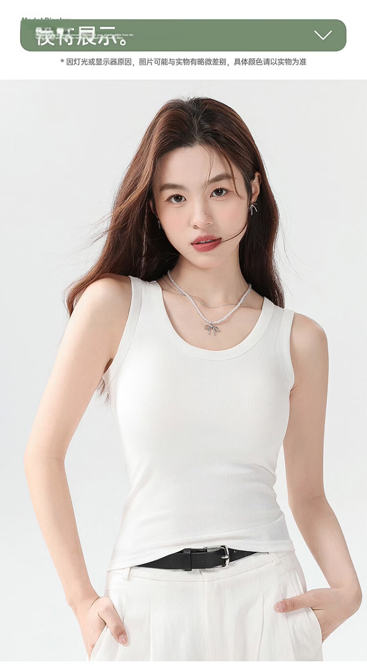 Langsha Pure Cotton Women's Camisole Vest with Chest Pad, Spring Summer Inner Wear, Side Breast Coverage, Slim Fit Sleeveless Top 13