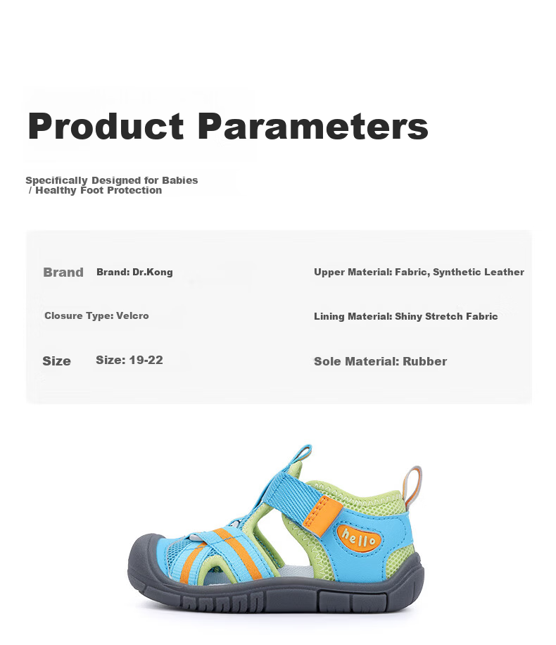 DR·KONG Toddler Walking Shoes Summer Boys and Girls Outdoor Closed-Toe Sandals 2S13A2008BM Blue/Green Size 20 6