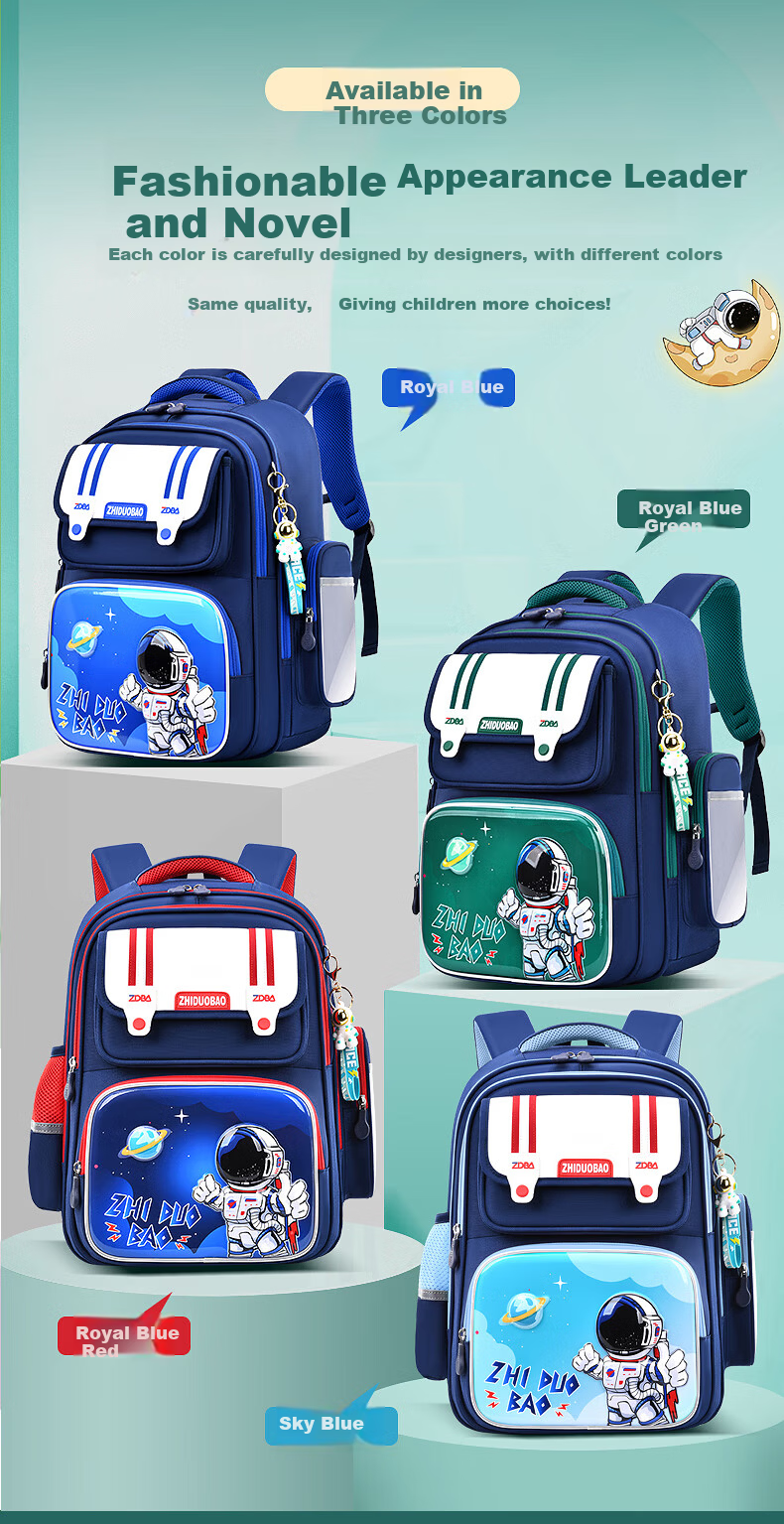 Zhiduo Bao School Backpack for Boys Grades 1-6 Astronaut Children's Lightweight Ergonomic New Model 3