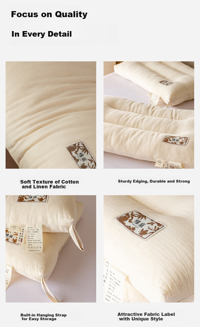 Grace Pure Cotton Shaping Pillow A-Class 7A Antibacterial Hotel Home Use Pillow Core Low Pillow Single 45*70cm 6