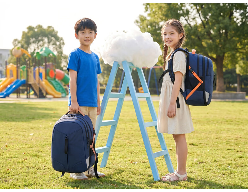 JD Space Series Expandable Student Backpack Ergonomic Large Capacity Kids School Bag Black 13