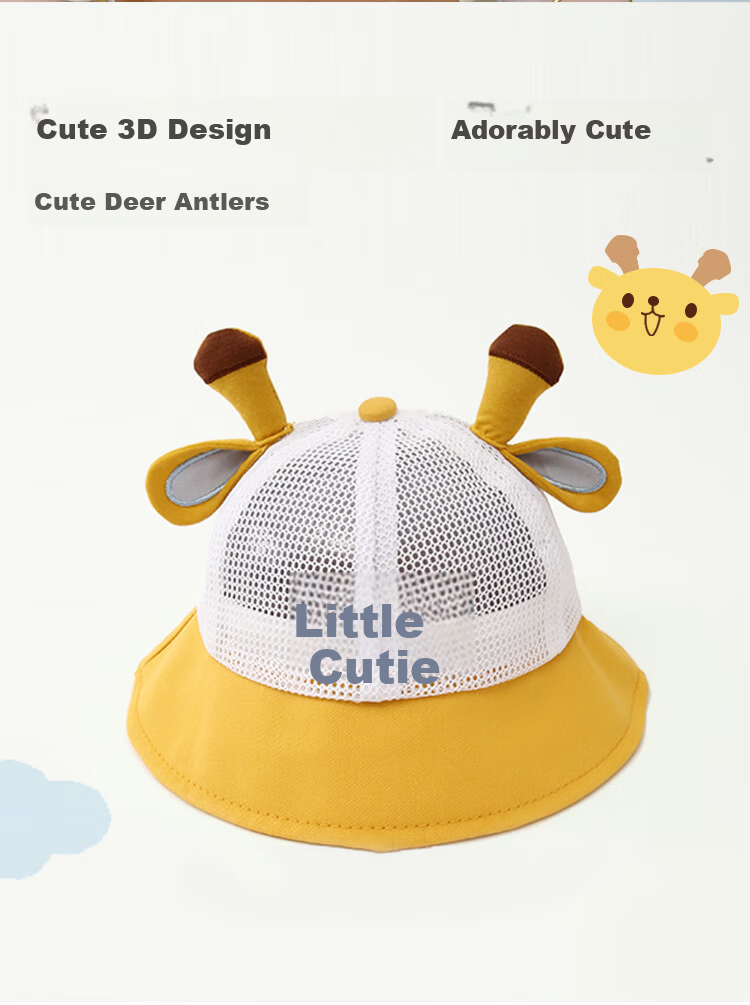 9i9 Baby Summer Thin Deer Antler Sun Protection Bucket Hat for Boys and Girls 0-2 Years F32 Blue 7