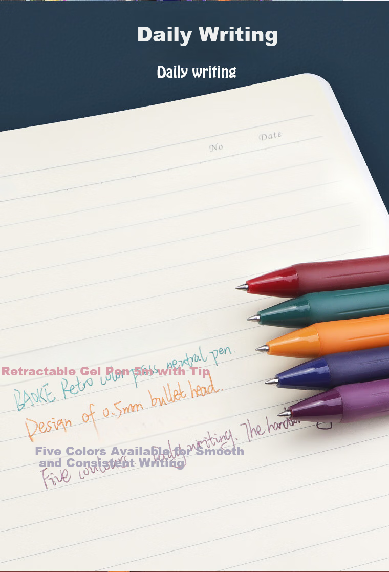 BAOKE 2PC-1969 Multifunction 4-in-1 Gel Pen 0.5mm Black Red Blue Green Teacher Student Marker Retractable Signature Pen 2pcs/Box 7