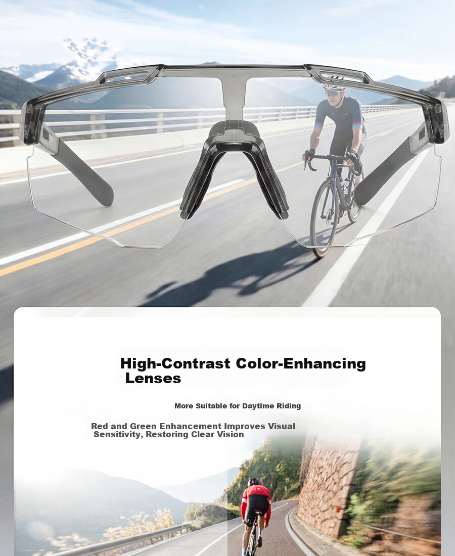 BenshiJi Cycling Glasses Day and Night Use Hiking Mountaineering Protective Eyewear Running Sunglasses Large Frame Personalized Protective Sunglasses 10