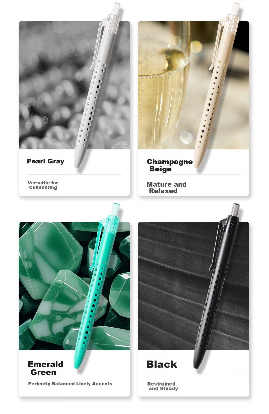 KACO TECFLOW Click Retractable 0.5mm Pearl Gray Gel Pen 3-Pack Colorful Journal Note-Taking High-Value 5