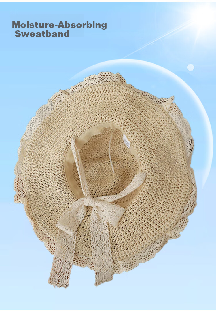 9i9 Kids Sun Hat Parent-Child Straw Beach Hat Large Brim Sun Protection Fisherman Hat F28 Off-White Large 7