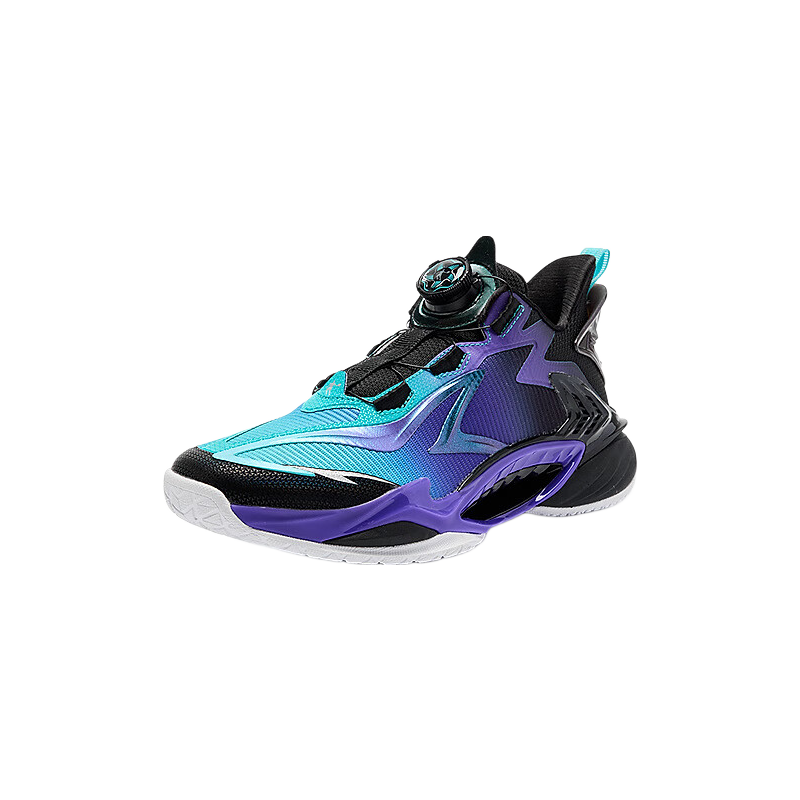 QIAODAN Boys' Basketball Shoes Youth [Qinglong 5.0] Spring Autumn Sports Shoes Black/Crystal Purple Size 39