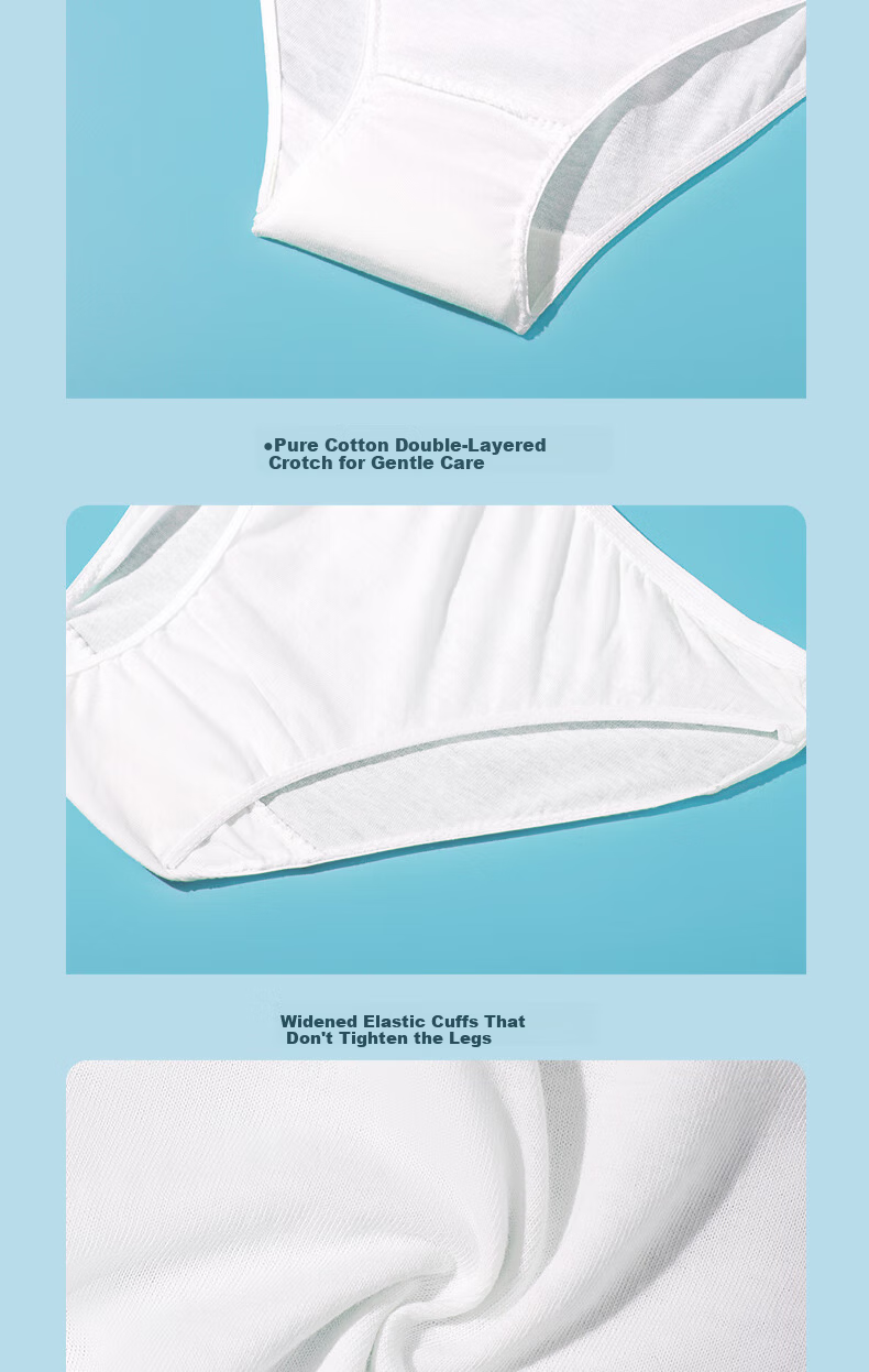 Beianshi Disposable Cotton Women's Underwear Travel Sanitary Maternity Wash-Free Portable 8-Pack Individually Wrapped White 3XL 15