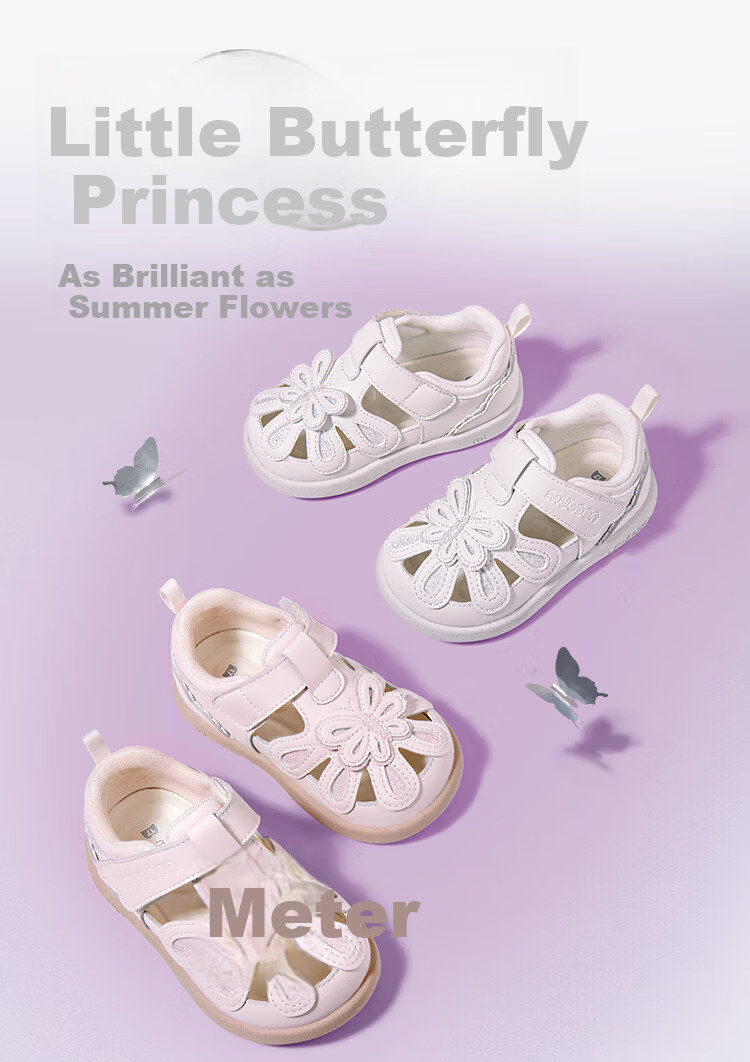 Mutong Toddler Girls Summer Sandals 26 Original Little Fairy Butterfly Princess Shoes Soft Sole Baby Walking Shoes Soft Mist Pink 23 2