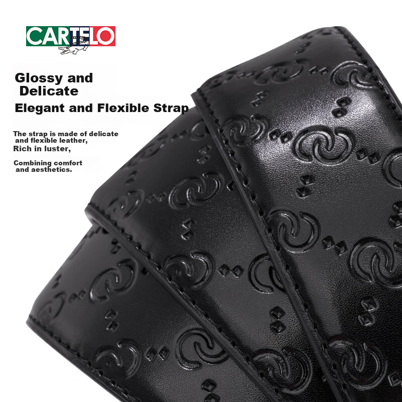 CARTELO Men's Genuine Leather Automatic Buckle Business Casual Belt Birthday Gift for Boyfriend Husband Dad Elders