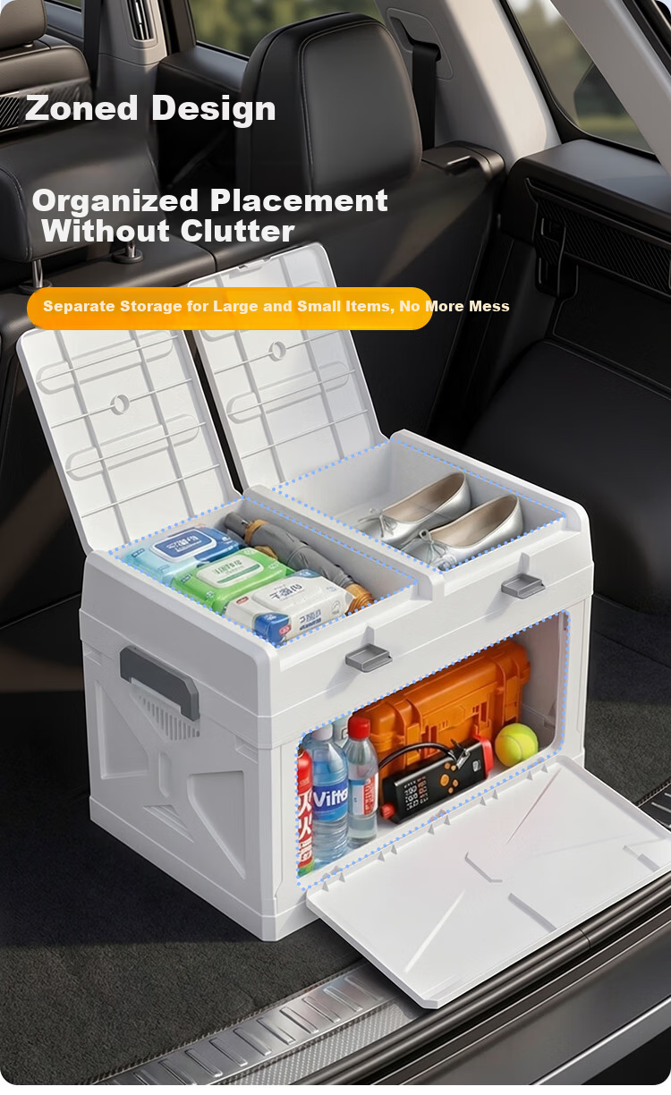 Jiabangshu Trunk Storage Box Car SUV Foldable Plastic Outdoor Camping Organizer Medium White 6