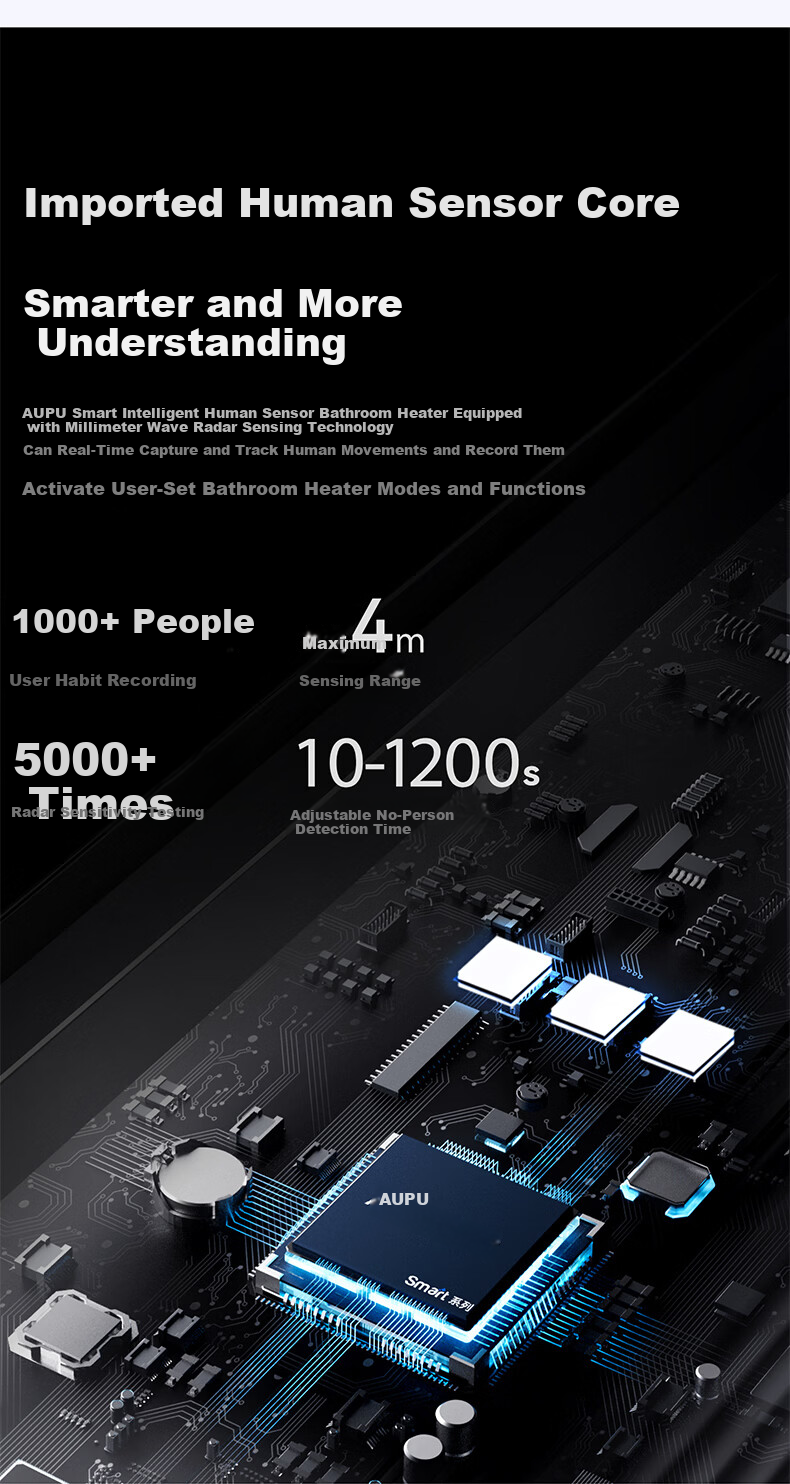 AUPU Smart Series Upgraded Sliding Cover Human Sensor Lighting AI Constant Temperature Deodorization Warm Air Ventilation S6-Air 5