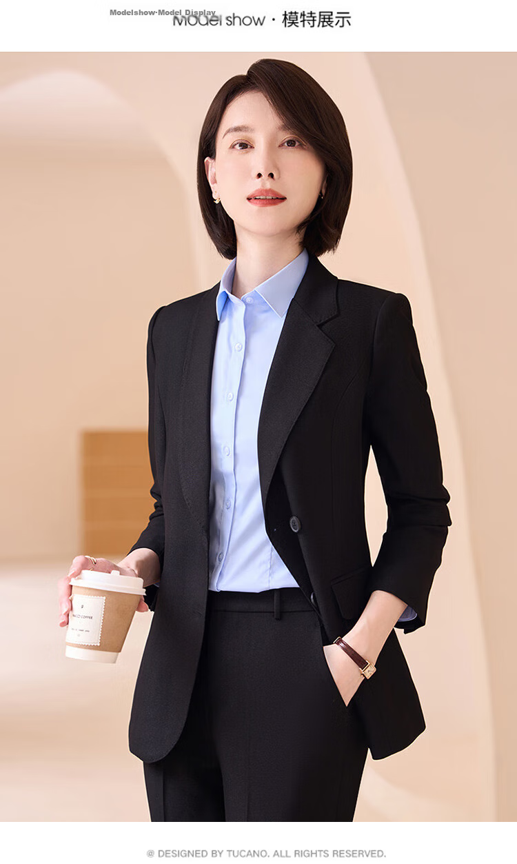 TUCANO Women's Business Casual Blazer Slim Fit Black L 10