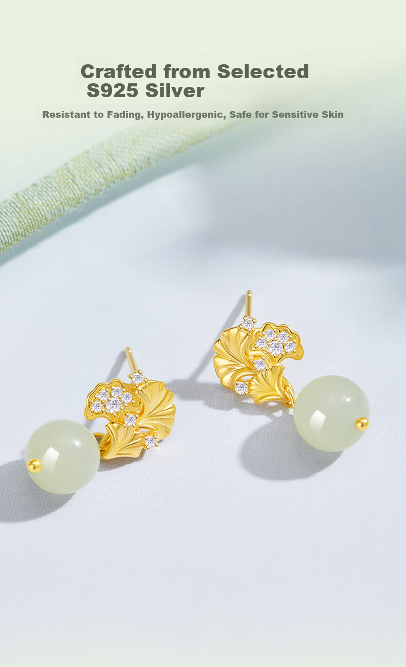 Lao Miao Hetian Jade Earrings Studs Luxury Fashion Jewelry Valentine's Day Birthday Gift for Women Girlfriend Wife 4