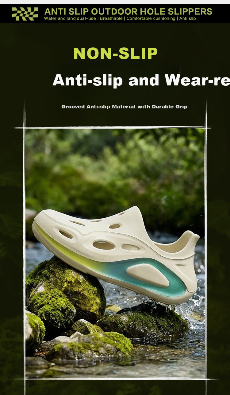 Jingzhenlianggong Hollow Out Sandals Senma Style Outdoor Non-Slip Water Shoes White Size 44-45 3