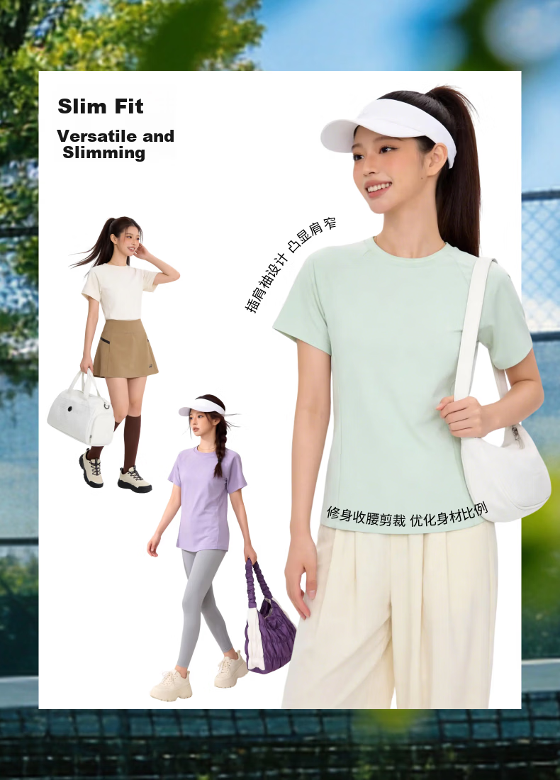 JD FASHION JD Self-Operated Women's Lightweight Breathable Quick-Dry Slimming Functional Crew Neck Short Sleeve T-Shirt 5