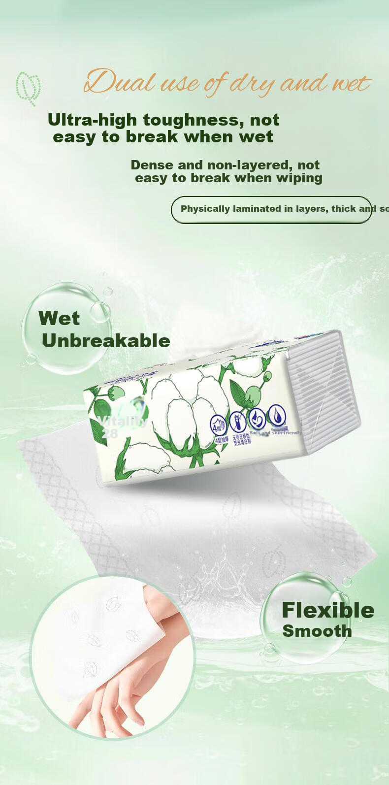 Vigor28 Ultra-Strong Facial Tissue 4-Ply 80 Sheets * 20 Packs Thickened Soft Skin-Friendly Moisture-Resistant Official Authentic 5