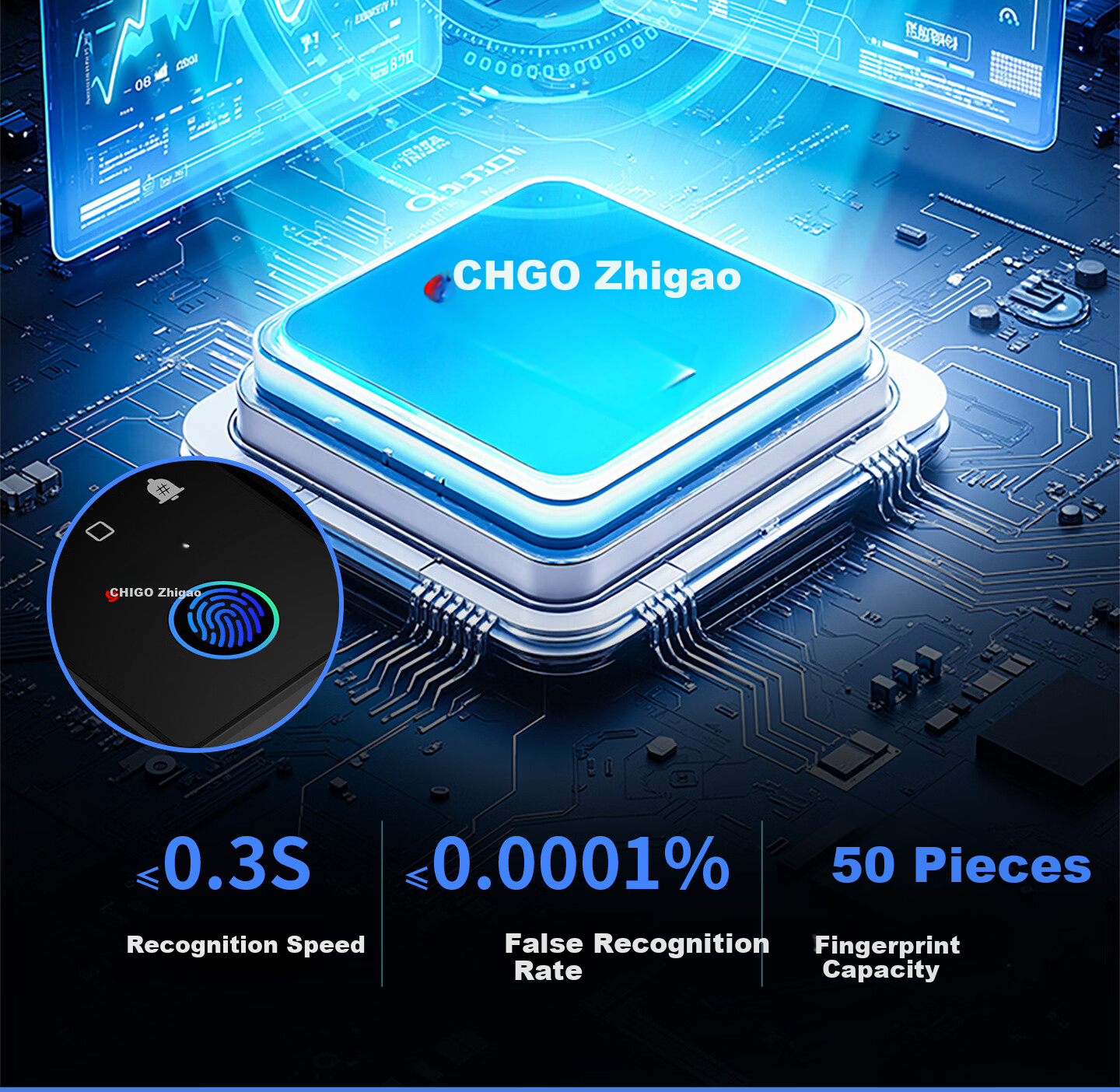 CHIGO Glass Door Fingerprint Lock No Drilling Office Password Lock Single and Double Door Smart Electronic Access Control Lock 9