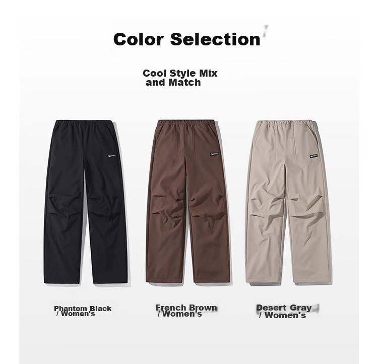 CAMEL Women's Softshell Outdoor Pants Spring Autumn Fleece-Lined Wide-Leg Water-Repellent Lightweight Work Pants 18